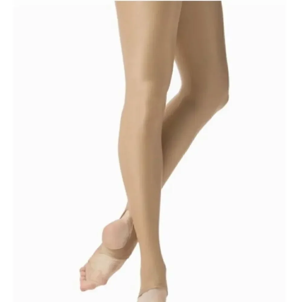 New Vintage Danskin 2331 Color Brown Sz B Ultra Shimmery Stirrup Tights In Pack